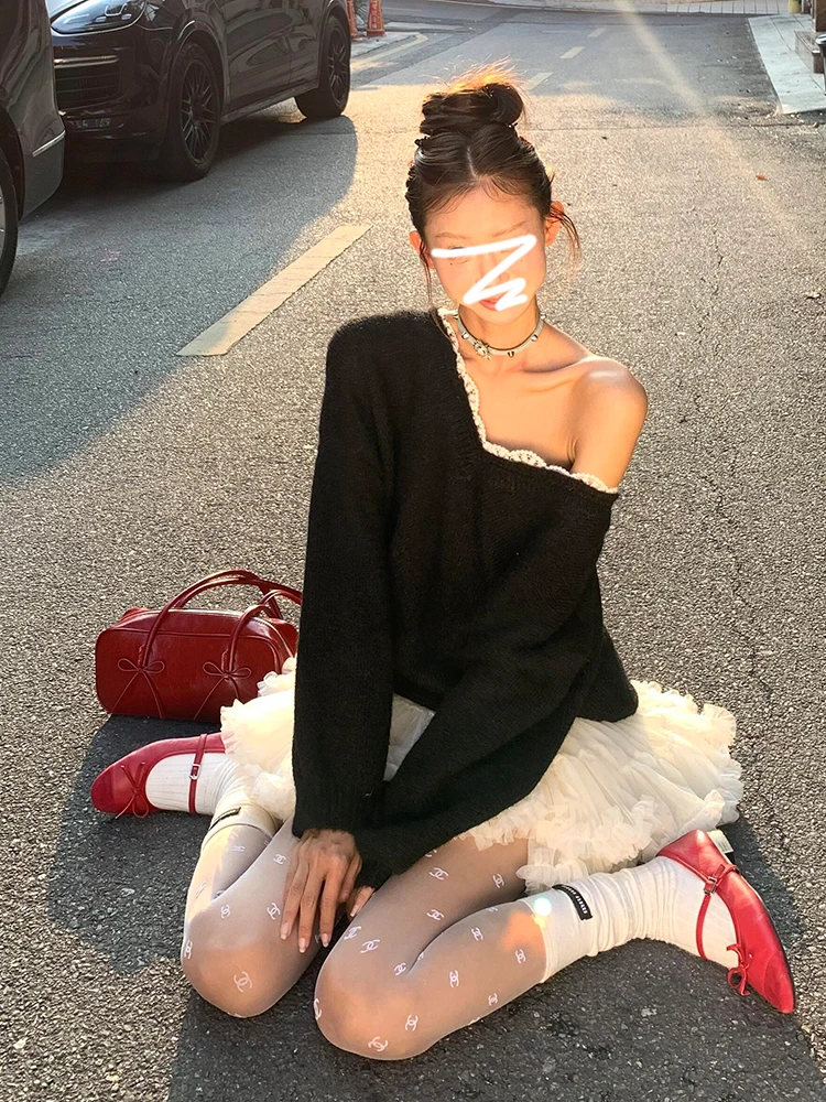 Bla v-ne Bal Knot suéter mujer Otoño Invierno nuevo perezoso de gama alta ropa interior de punto Top coreano Sle