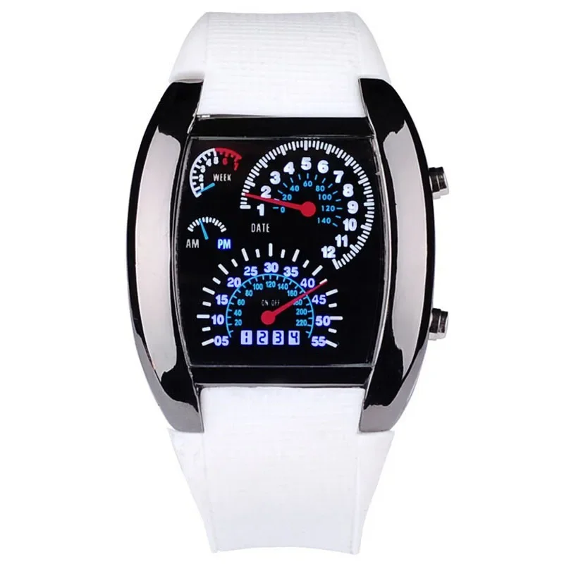 Unique Fashion Men Digital Watches Led Watch Men Race Speed Car Dot Fashion Sports Silicone Strap Electronic Watches Cheap Price