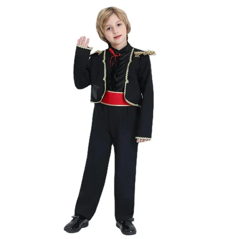 Kinder schwarz Kleid Purim Karneval Halloween Kostüme Spanisch Kinder Matador Cosplay Spanisch Bullfighter Anzug für Jungen