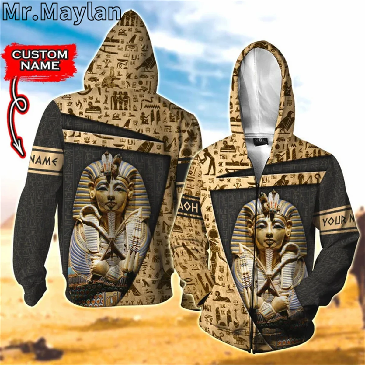 PHARAOH THE KING OF ANCIENT EGYPT ACUTE DESIGN 3D Unisex Hoodie Men Sweatshirt Streetwear Zip Pullover Casual Jacket Tracksuits