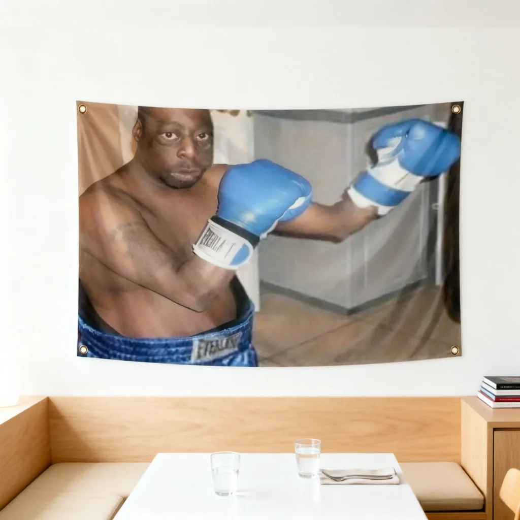 1 unidade Bandeira Verde de Boxe Lester, Banner Divertido com Ilhós, Decoração para Dormitório Universitário, Quarto e Caverna do Homem, Cores dos Ilhós Variadas