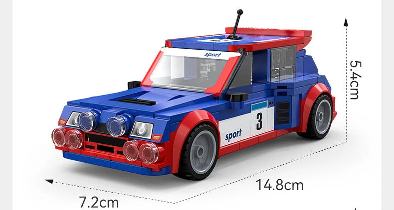 1:24 Maßstab Frankreich Classic Champion Raing WRC Rallyeauto Maxi Turbo Baustein Sport RS.01 Ziegel Supersportwagen Spielzeug für Jungen Geschenk – Detail 9