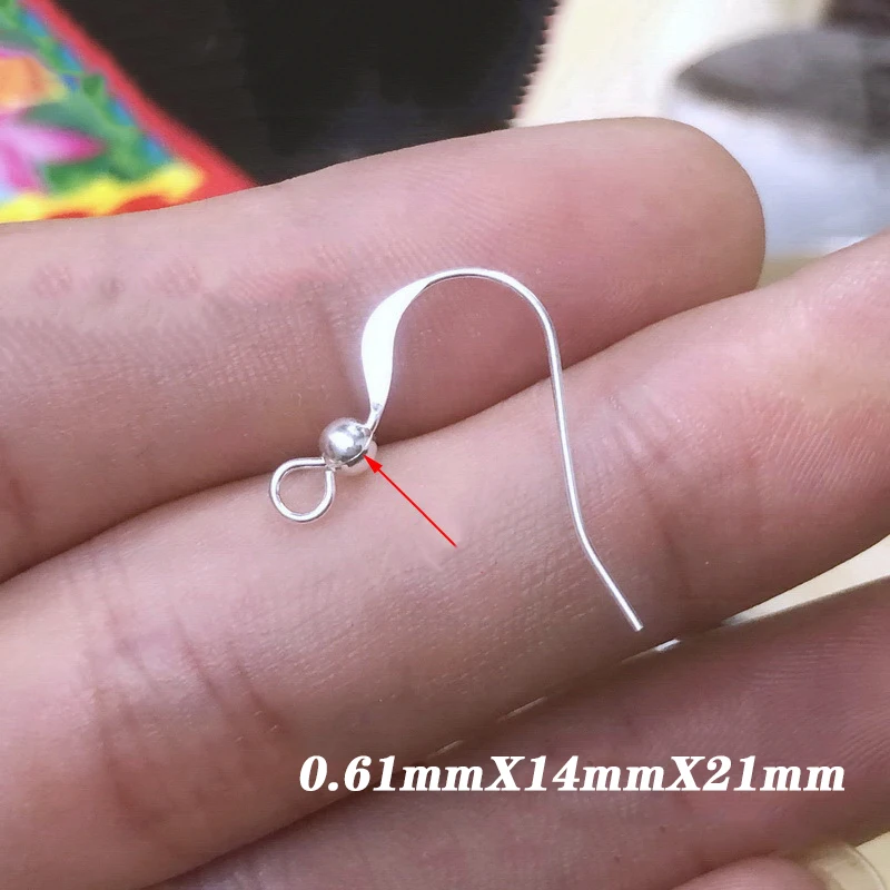 Ear Wire Flat 925 Sterling Silver Ear Wire W/2/3mm Bead Mirror Bead Loop Ear Components Wholesale Jewelry Findings