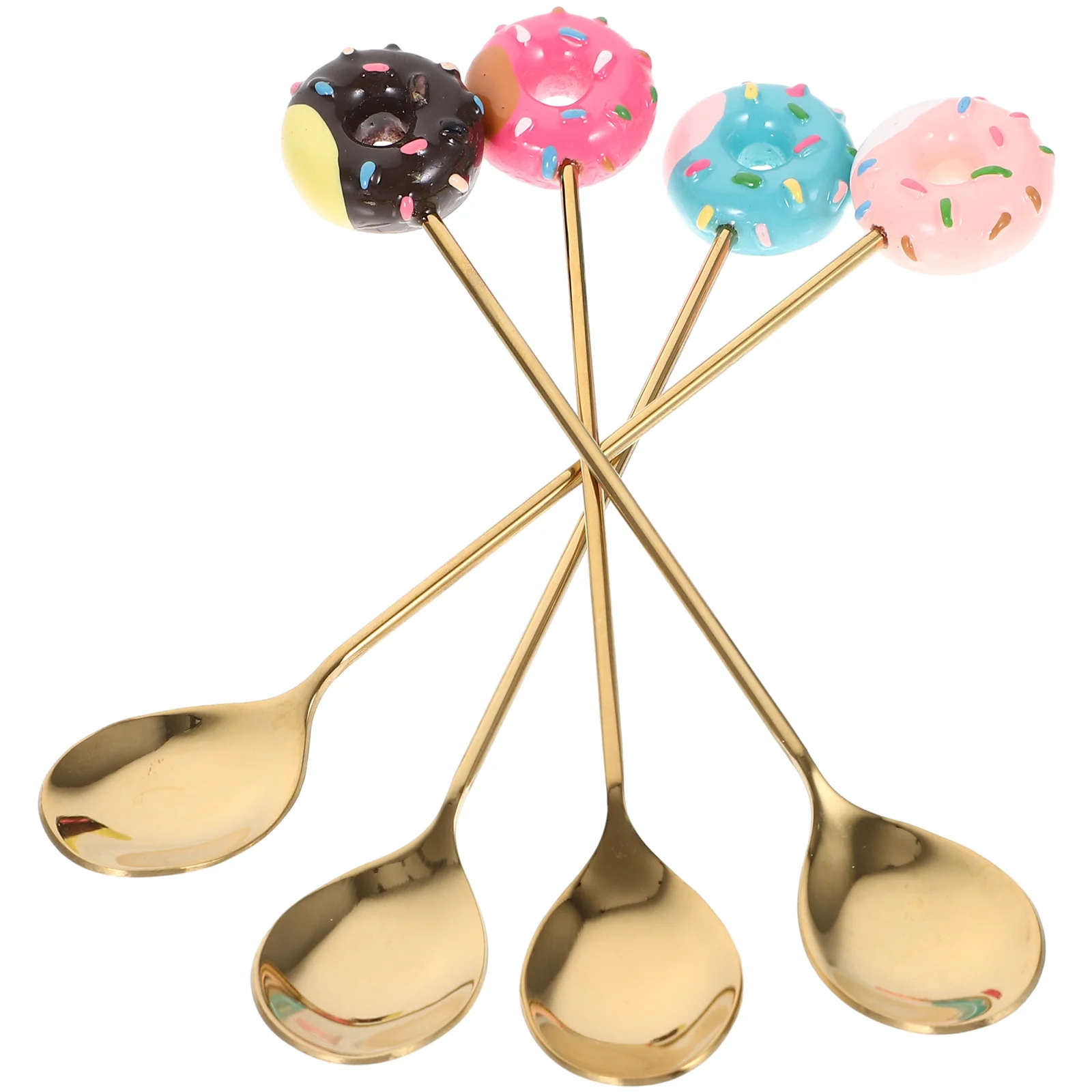 

Nut Butter Stainless Steel Spoon Donut Macaron Dessert Kids Set 4pcs Ice Cream Spoons