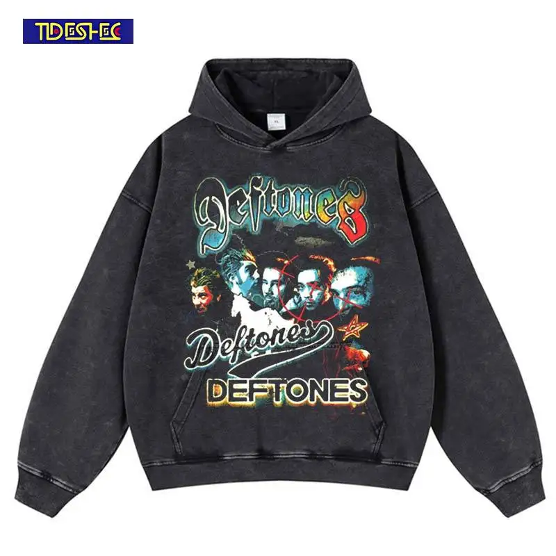 

Уличная одежда большого размера в стиле Харадзюку, эластичная толстовка в стиле хип-хоп с портретным узором и принтом, винтажный стираный свободный пуловер с капюшоном