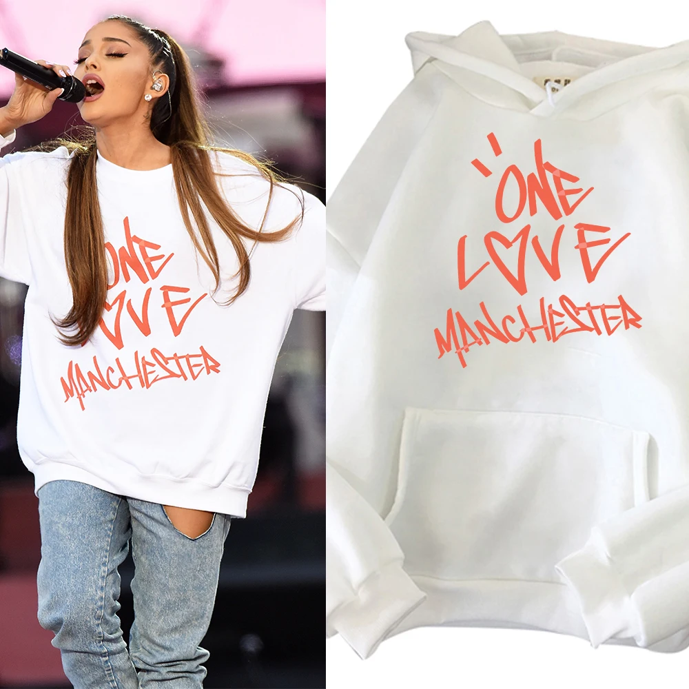 Ariana Grande One Love Manchester Hoodie Harajuku Pullover Tops Sweatshirt Fans Gift