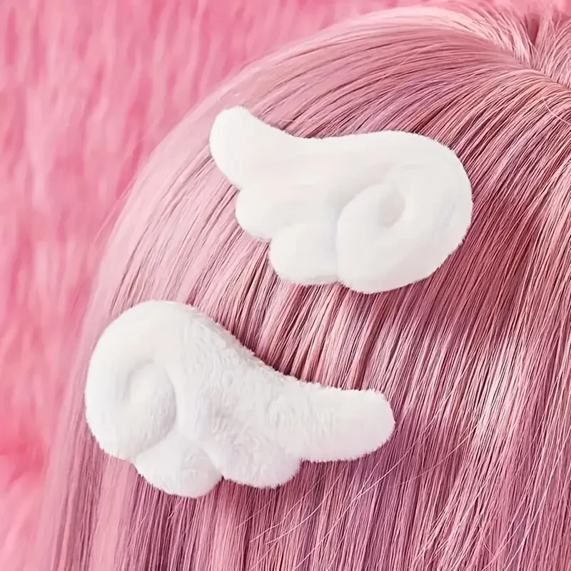 2 paires Super mignon ange aile en peluche épingle à cheveux filles pince à cheveux accessoires Barr