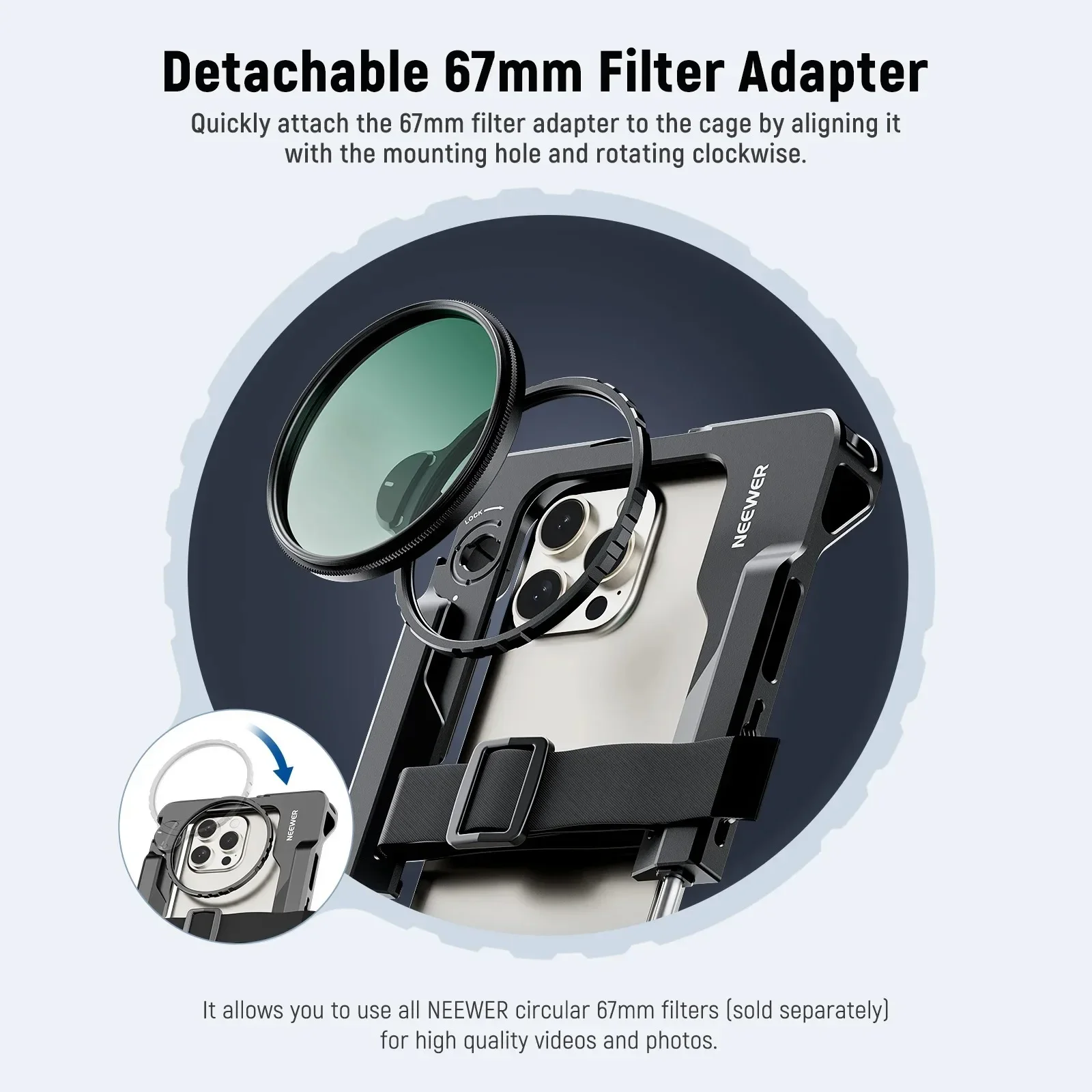 NEW Universal Smartphone Video Rig with Handles 67mm Filter Adapter Phone Cage for iPhone 14 13 15 Pro Max S23 Ultra