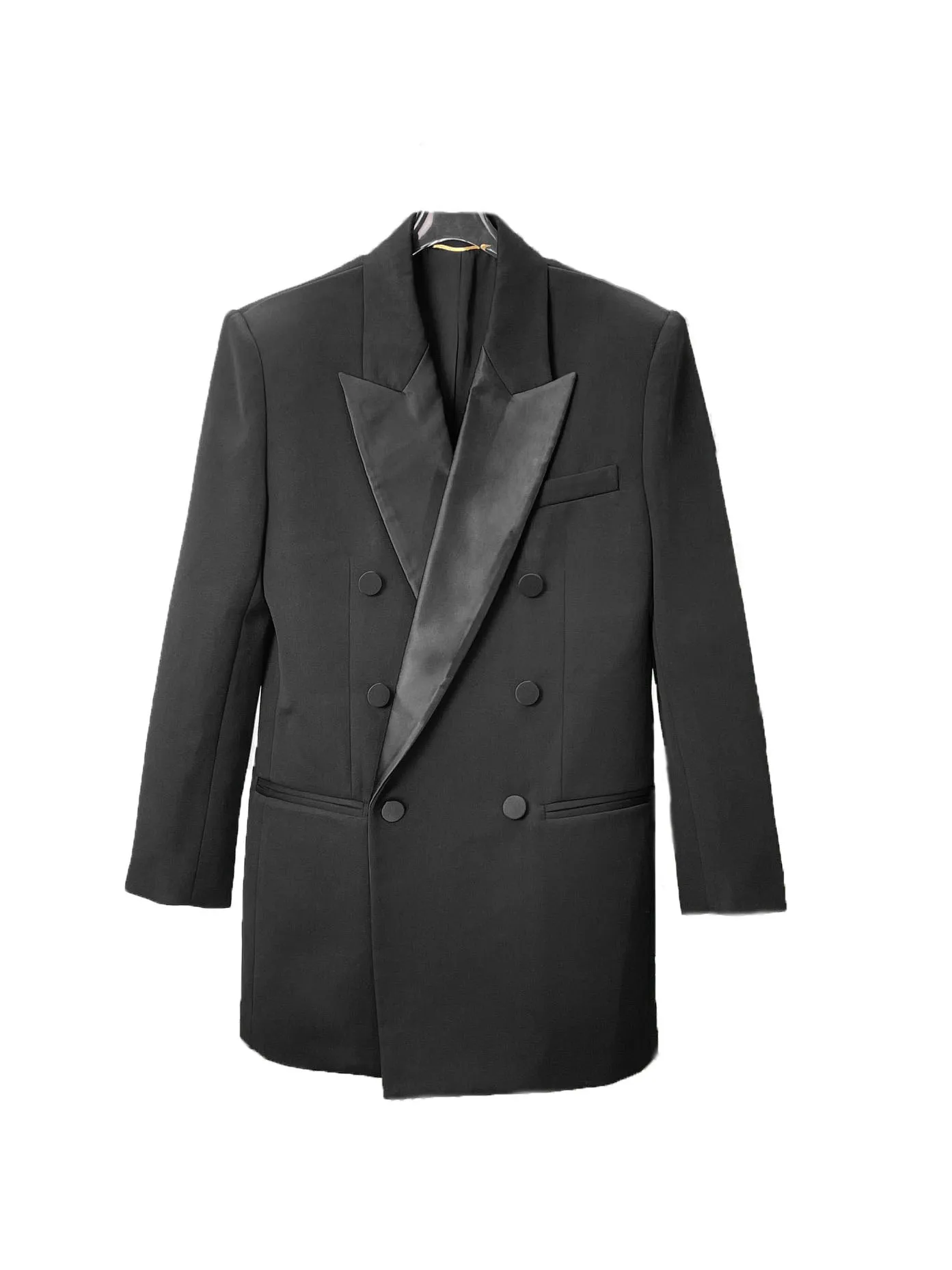 

Blazer long V collar Slim version of the double-breasted design simple and comfortable 2023 winter new 1020