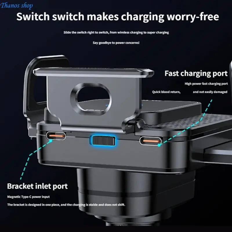 

Car Phone Holder with Built in Wireless Charging For Dashboard Air Vent X37A