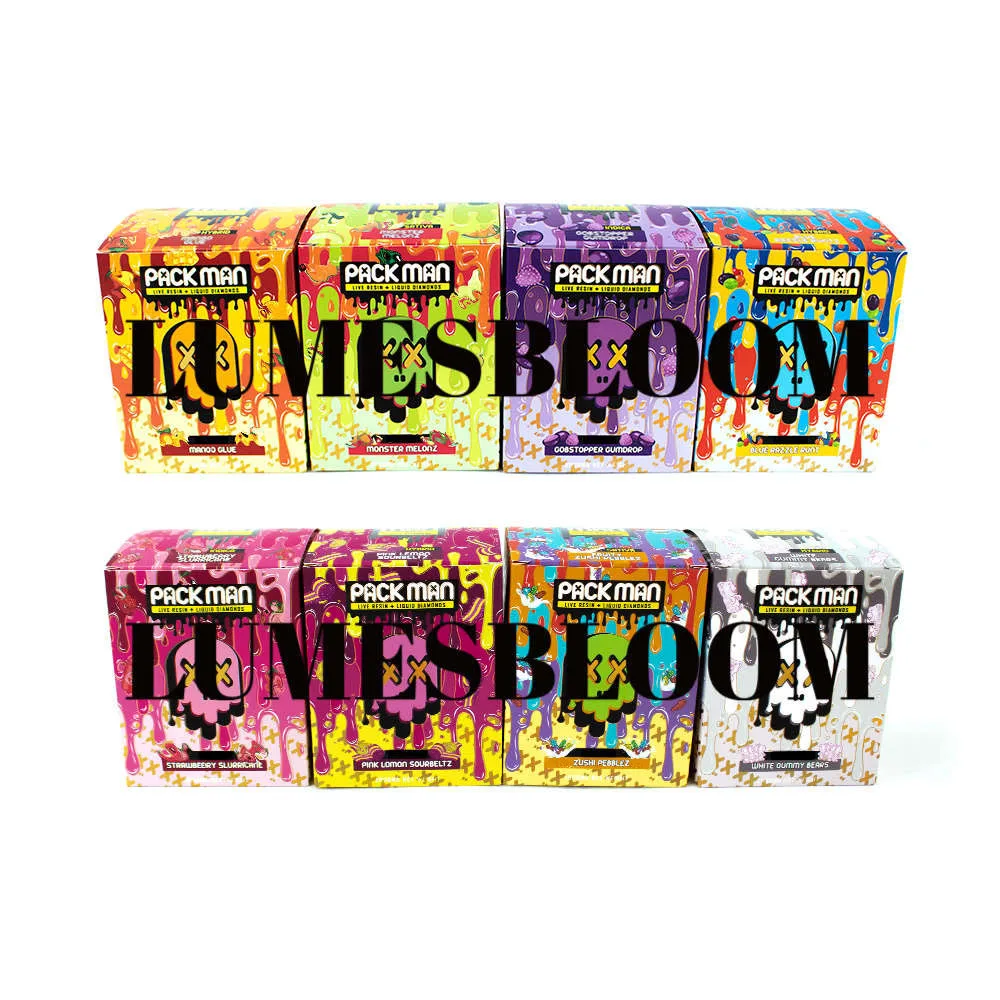 

1.0 Empty Cart Storage Paper Box Cartridge Packman 2.0 Aluminum Foil Matte Flat Baggies Display Container Custom Logo Packaging