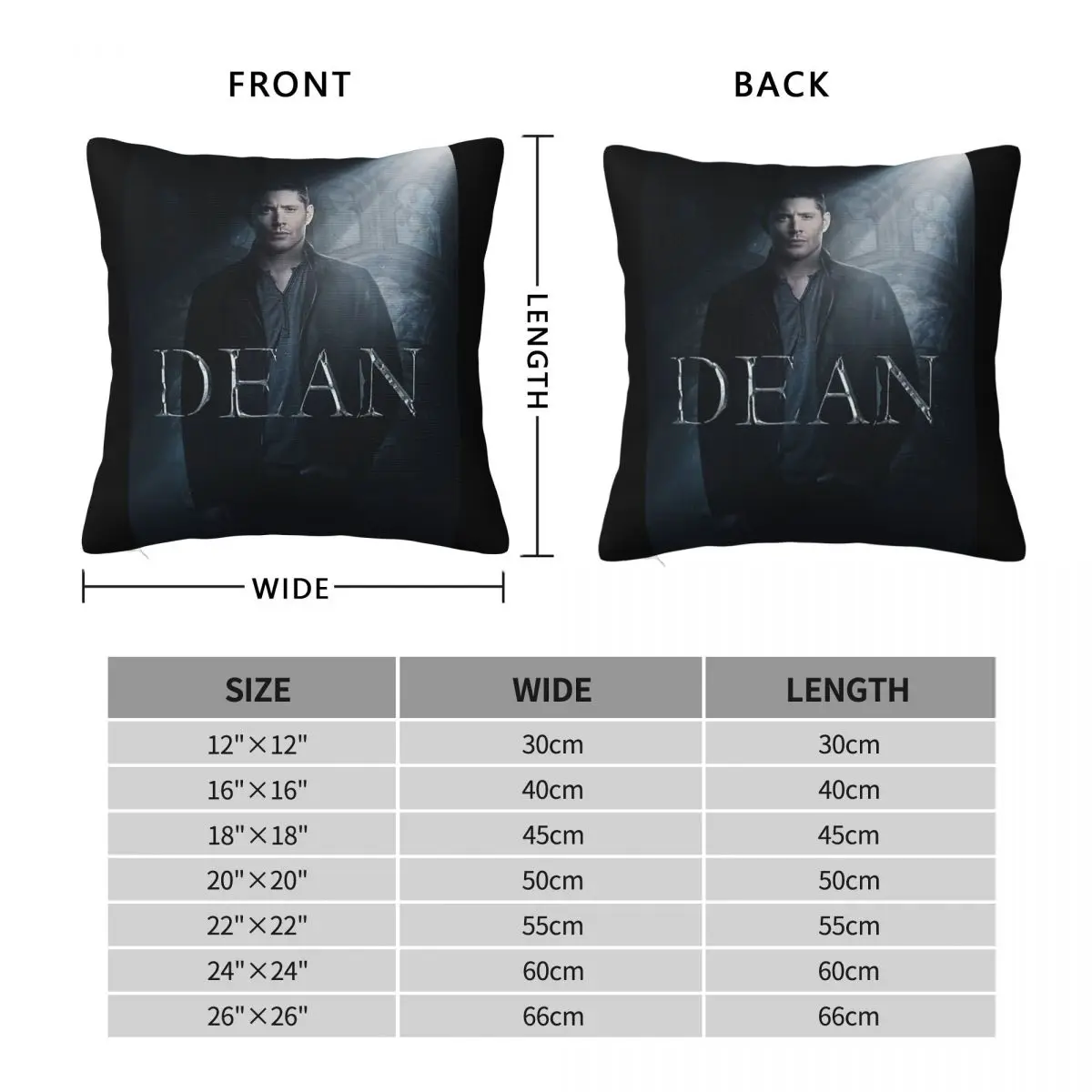 Dean Winchester Supernatural Pillowcase Polyester Linen Velvet Pattern Zip Decorative Sofa Seater Cushion Cover