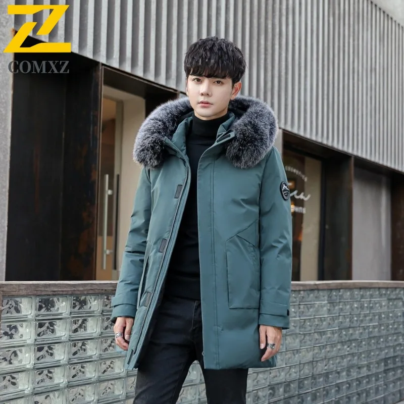 

COMXZ Мужская куртка-хлеб Классическая однотонная утолщенная лыжная куртка для курорта Холодостойкая прогулочная пуховая куртка Снежная высококачественная куртка-пуховик