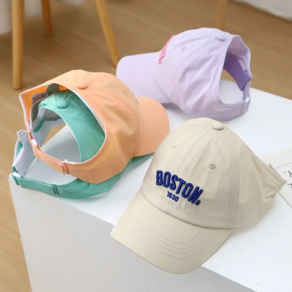 Korean Style Half Empty Top Hat Quick-dry Letter Embroidery Summer Sunhat No Top Beach Hat Shading Hat Children's Visor Hat Boy