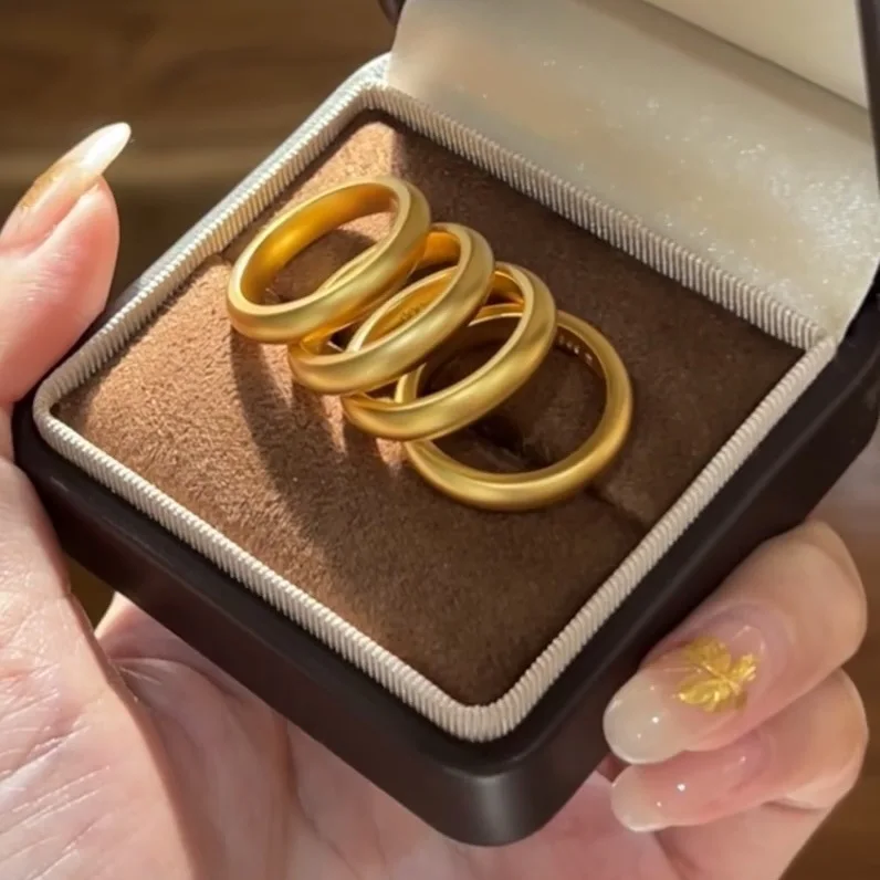 The ancient method of inheritance loach back thickening element ring ring female closed 9999gold