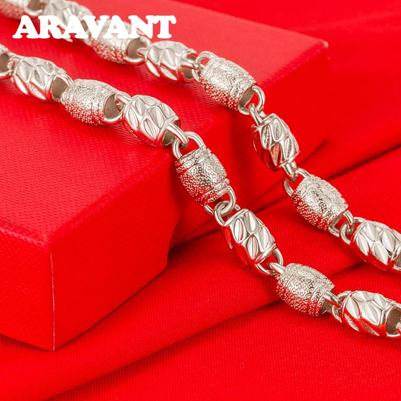 

Aravant 925 Sterling Silver 7mm Scrub Bead Chain Necklace For Men Women Fashion Jewelry