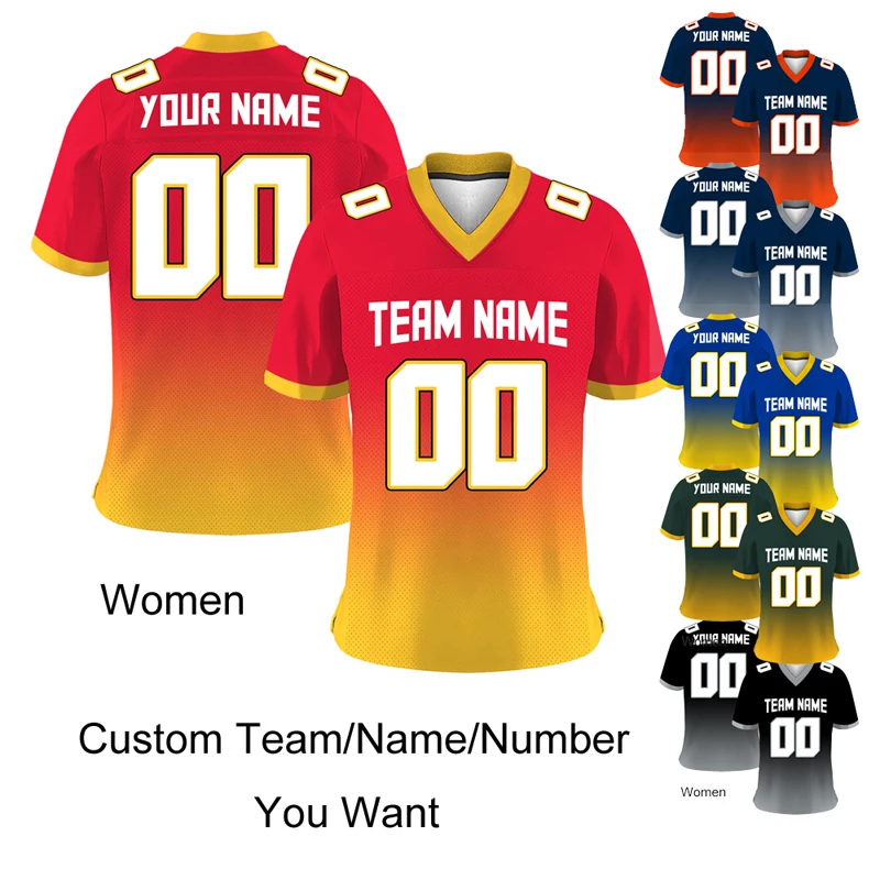 Women Red Rugby Gaa Jersey 2022 Classic City Sublimation Blanks American Football Outfit Shirts Training Sportwear T-shirts