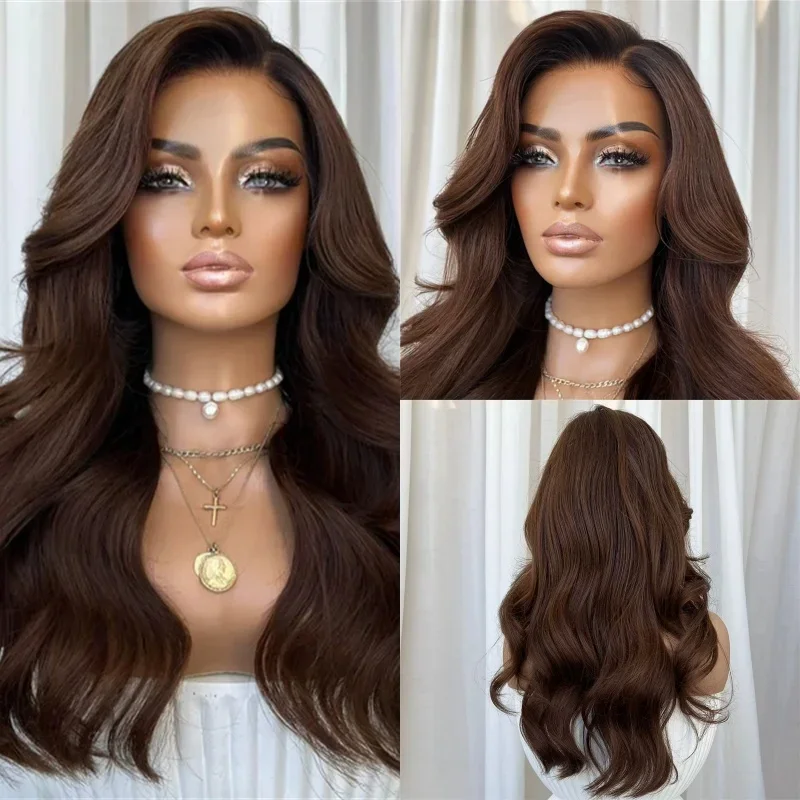 

Soft 5x5 Brown Body Wave Silk Base Glueless Jewish Human Hair with BabyHair HD Lace European Preplucked