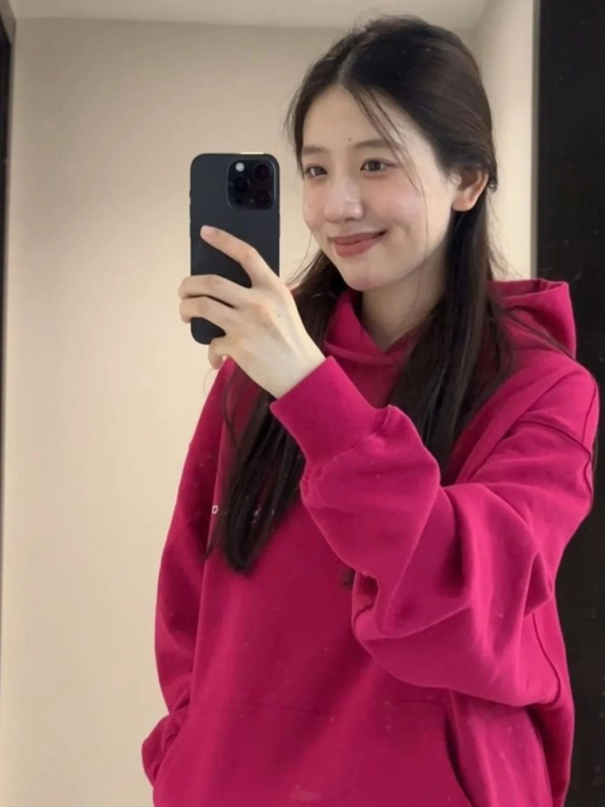 

Dragon Fruit Colored Oversize Hoodie Women's Casual Style Comfortable Loose Fit Long Sleeve Sweatshirt Autumn Winter New Arrival