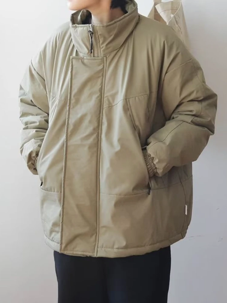 Parkas masculinas inverno quente gola cor sólida chique lazer moda versátil streetwear simples estilo europeu engrossar algodão