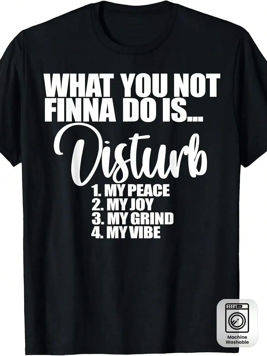 Women Trendy Do Not Disturb My Peace Happiness And Hustle Crewneck Short Sleeve T Shirt Retro Statement Casual Everyday Wear Top