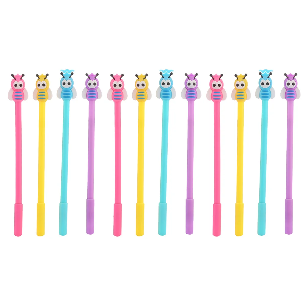 

12pcs Bee Shaped Gel Cartoon Writing Pens for Students Kids Smooth Sign Pens School Supplies Universal Pen Lovely Gift