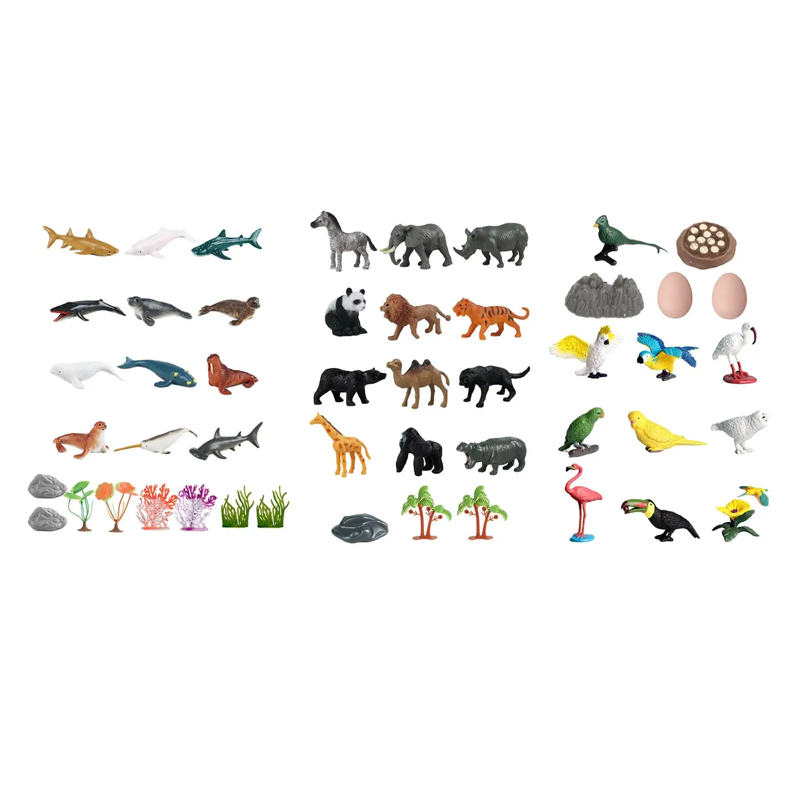 Assorted Mini Animal Toys Statues Set Hand Painted Figurines for Craft Display Showcase Village Scene Home Living Room Decor