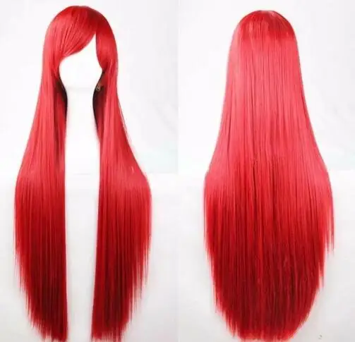 Fashion 80cm Women Long Red Straight Hair Wig Costume Party Anime Cosplay