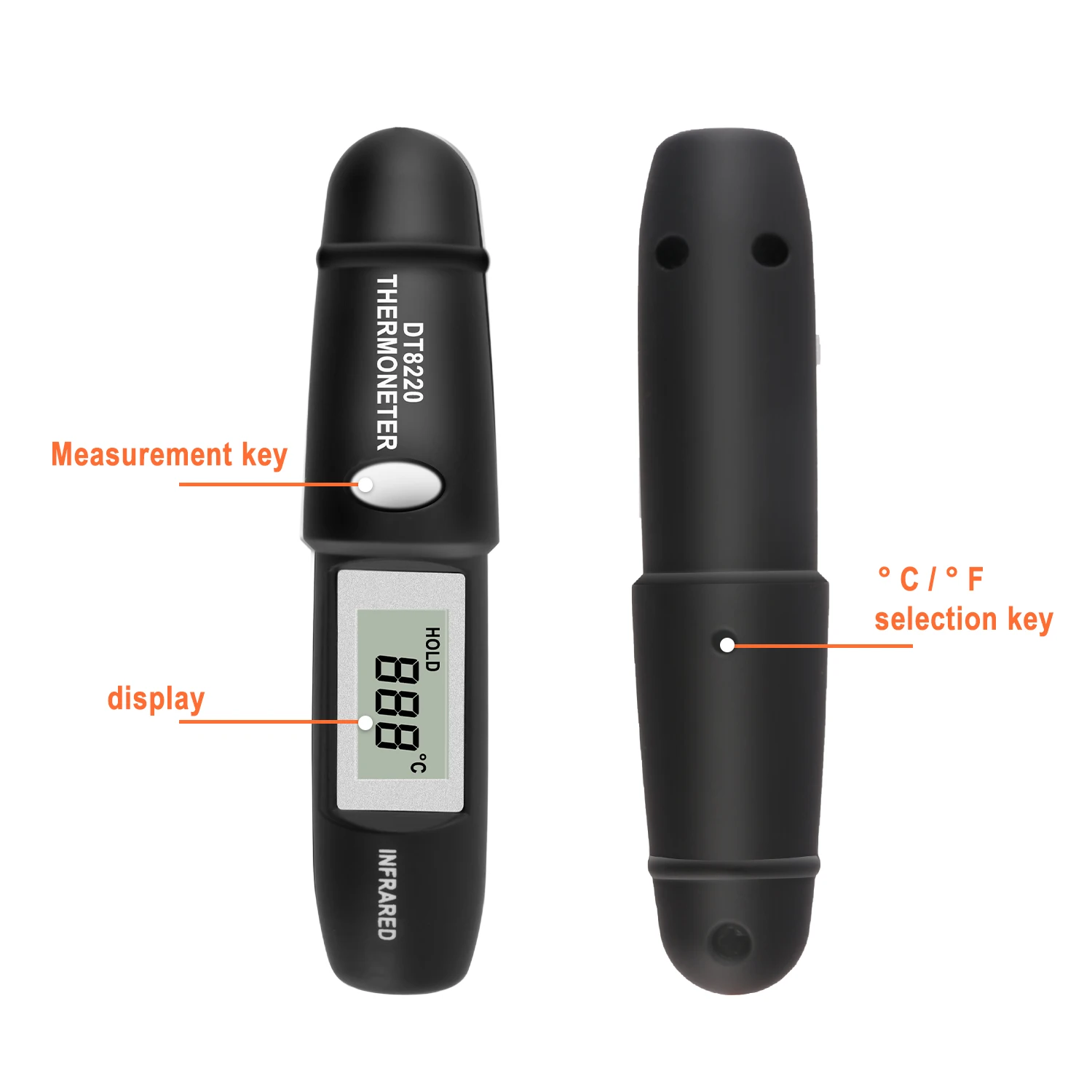 Thermomètre numérique infrarouge sans contact, Laser, hygromètre, imageur, affichage numérique,-50 ~ 220 ℃, DT8220