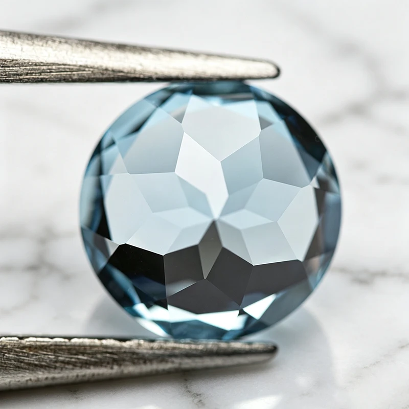 Hochwertige Labor-Saphir-Edelsteine in runder Form, Aquamarin-Anhänger für DIY-Schmuckherstellung, Materialien mit wählbarem Zertifikat – Detail 6