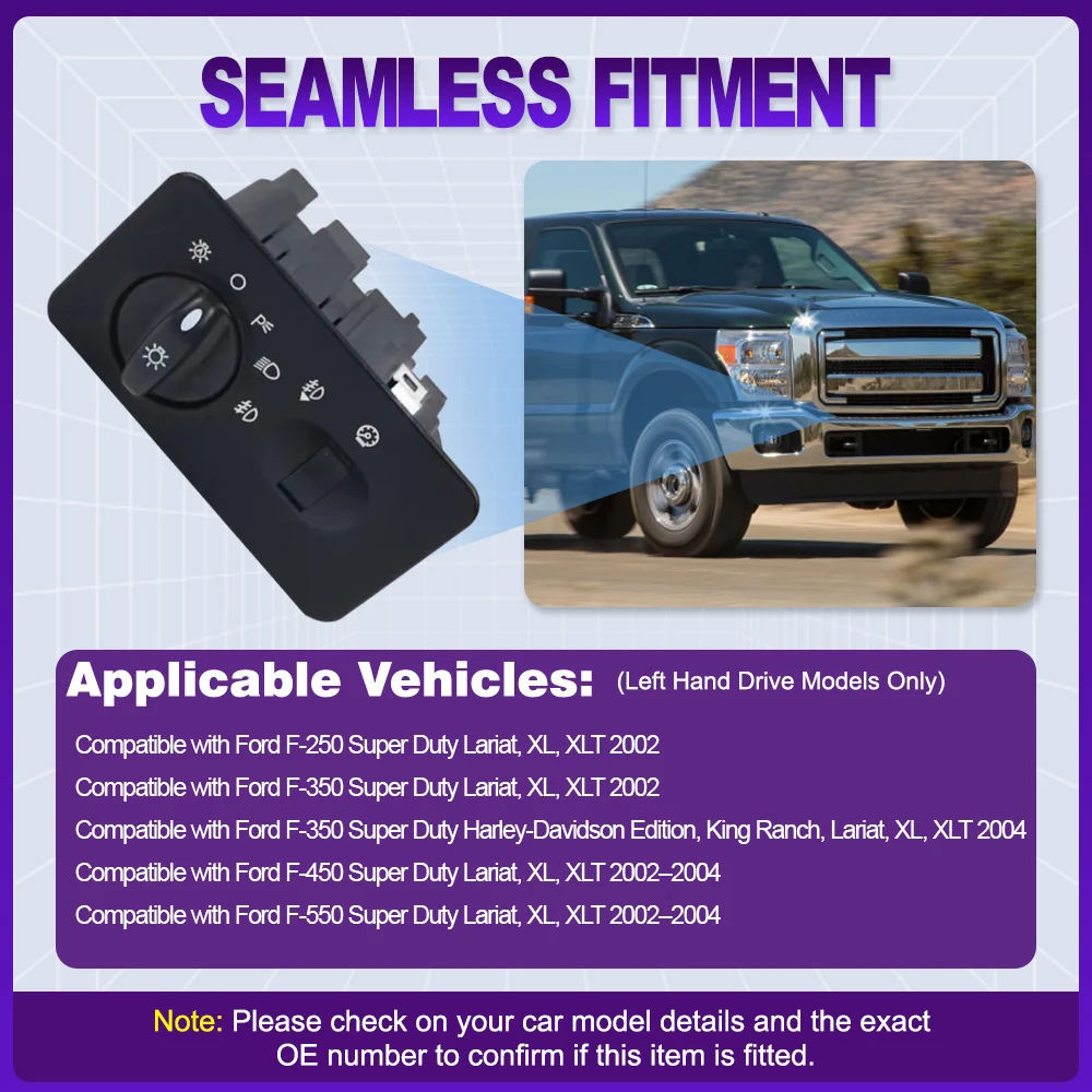 

Car Headlight Fog Lamp Light Control Switch for Ford F-250 F-350 F-350 F-450 F-550 Super Duty 2002 2003 2004 2C3Z11654DAA