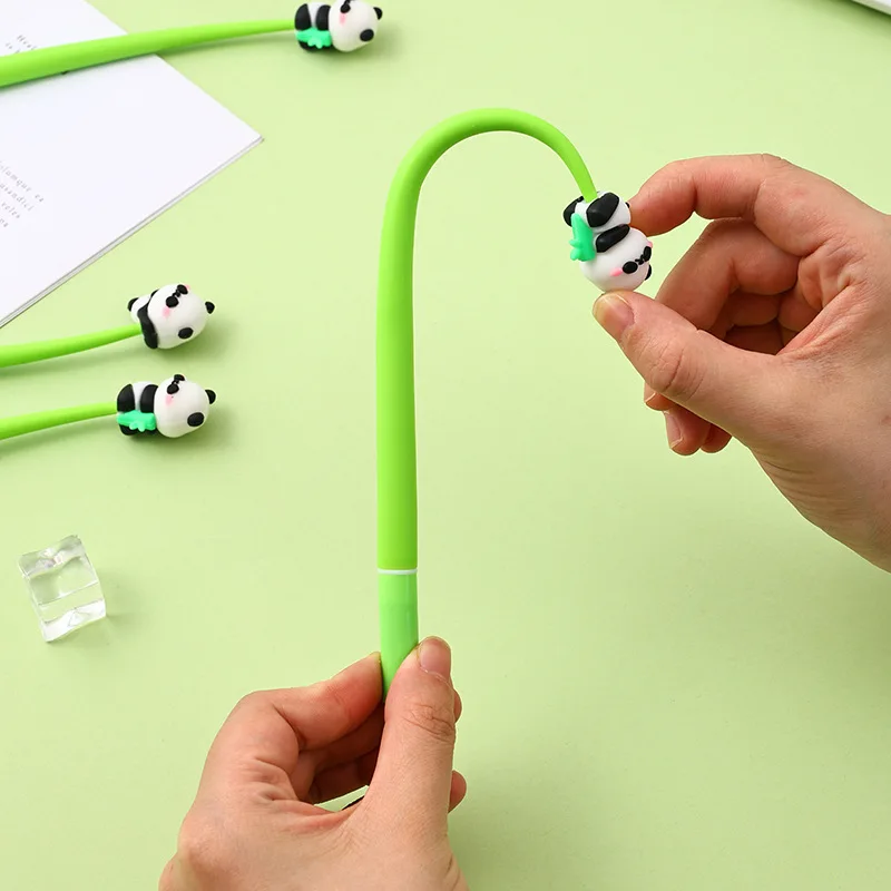 10Pcs/Lot Cute Cartoon Panda Shake Gel Pen Black Ink Soft Pressure Reducing Swing Pens Student School Supplies Kawaii Kids Gift