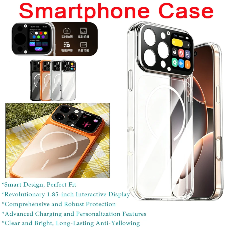 Étui de protection antichute pour iPhone 16 Pro Max avec écran HD de 1,85 pouce, capture photo et enregistrement audio