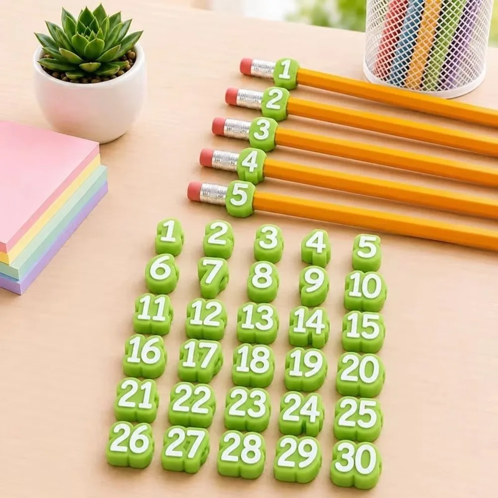 50pcs Craft Tables Soft Pencil Tracking Markers Reusable Silicone Numbered Pencil Caps Cute Reusable Pencil Labels Adults