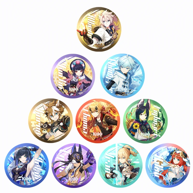 Game Genshin Impact Anime 10 Pcs 12mm/16mm/18mm/20mm/25mm/30mm Round Photo Glass Cabochon Demo Flat Back Making Finding