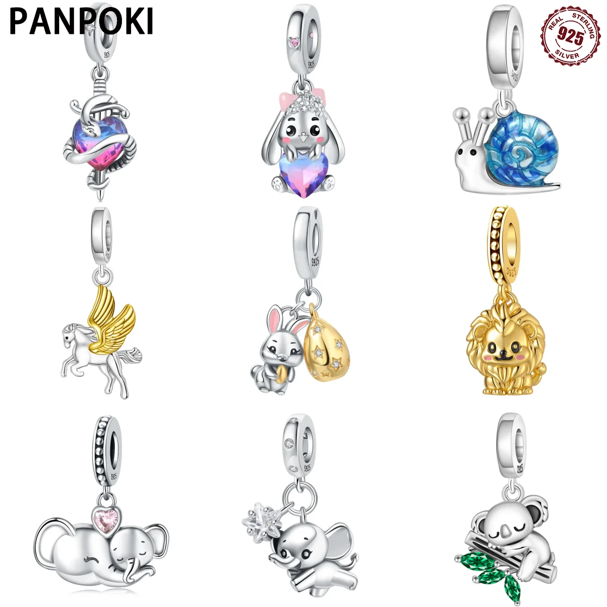 925 Sterling Silver Easter Bunny Easter Egg Pendants Bracelet Charms Fit Women Jewelry Party Beads DIY Exquisite Gifts Accessory