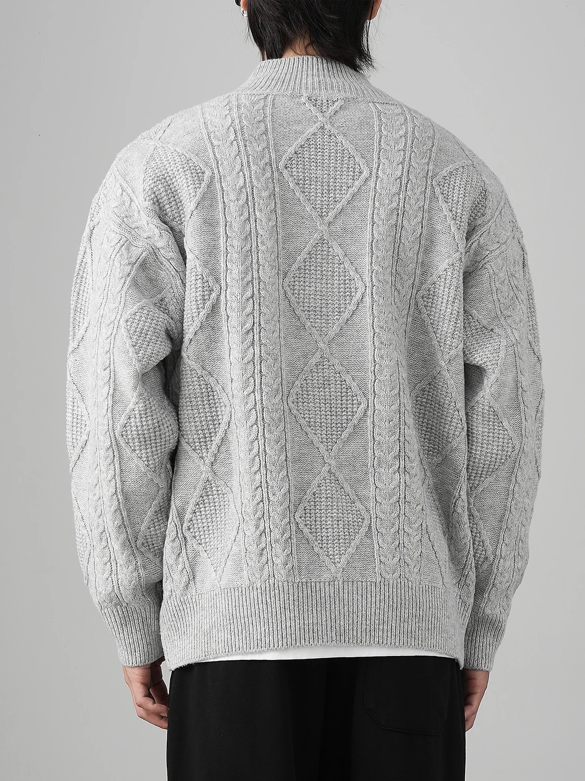 DUKEEN เสื้อสเวตเตอร์ถักผู้ชายฤดูใบไม้ร่วงและฤดูหนาวสบายๆหนาซิปเสื้อคอเต่าสีทึบเสื้อถักสําหรับชาย