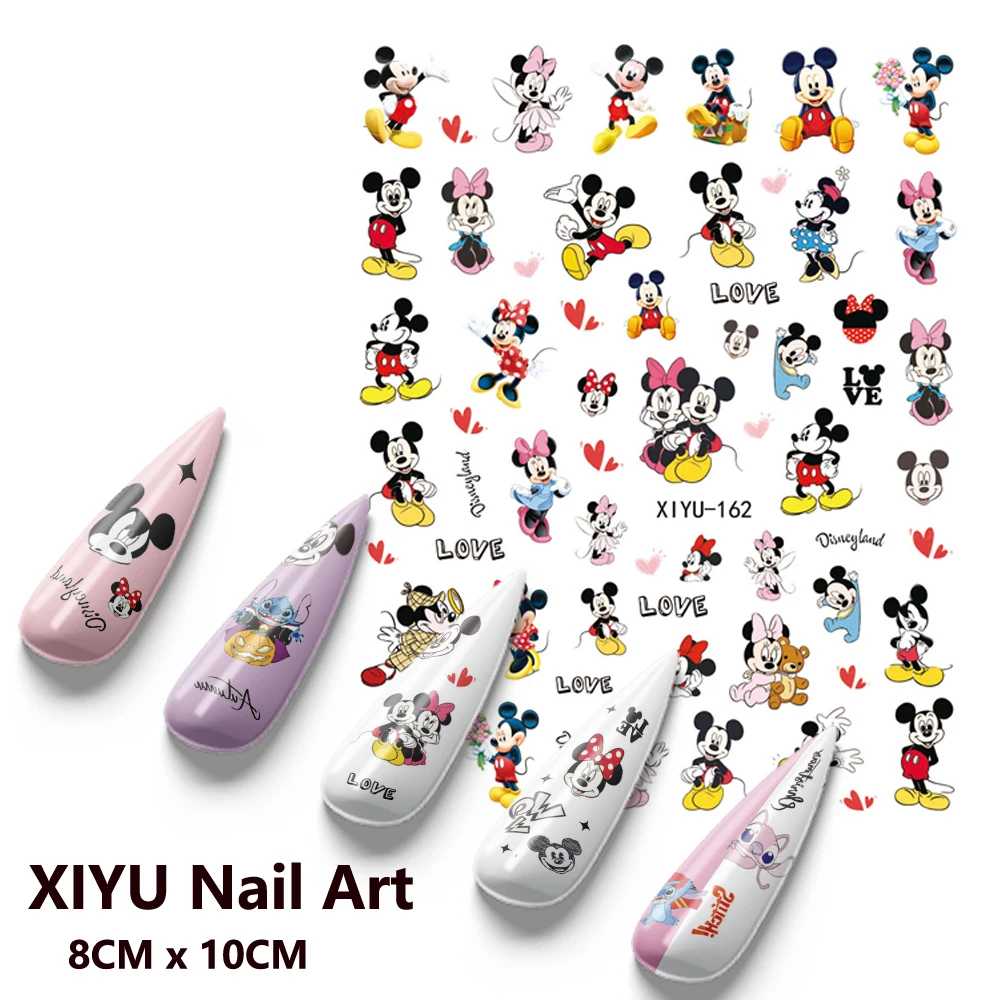 10 pezzi adesivi per unghie Disney Winnie Mickey decorazione per unghie decalcomania Minnie Mouse Stitch cursore autoadesivo per smalto per unghie