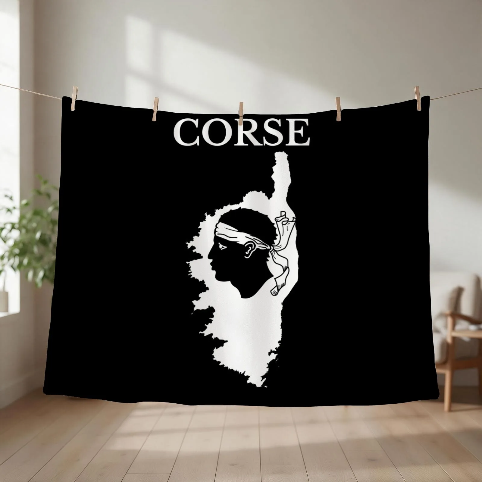 Corsica (Corse) Map, France, French Region. Throw Blanket couch cozy soft plush fuzzy picnic outdoor blanket