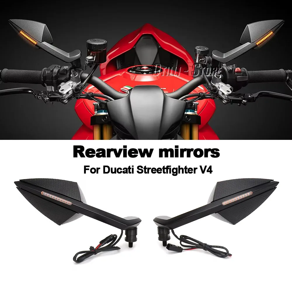 

﻿ For Ducati Streetfighter V4 New Motorcycle Accessories Rearview Mirror Side Handle Rear view miirors with LED Llight