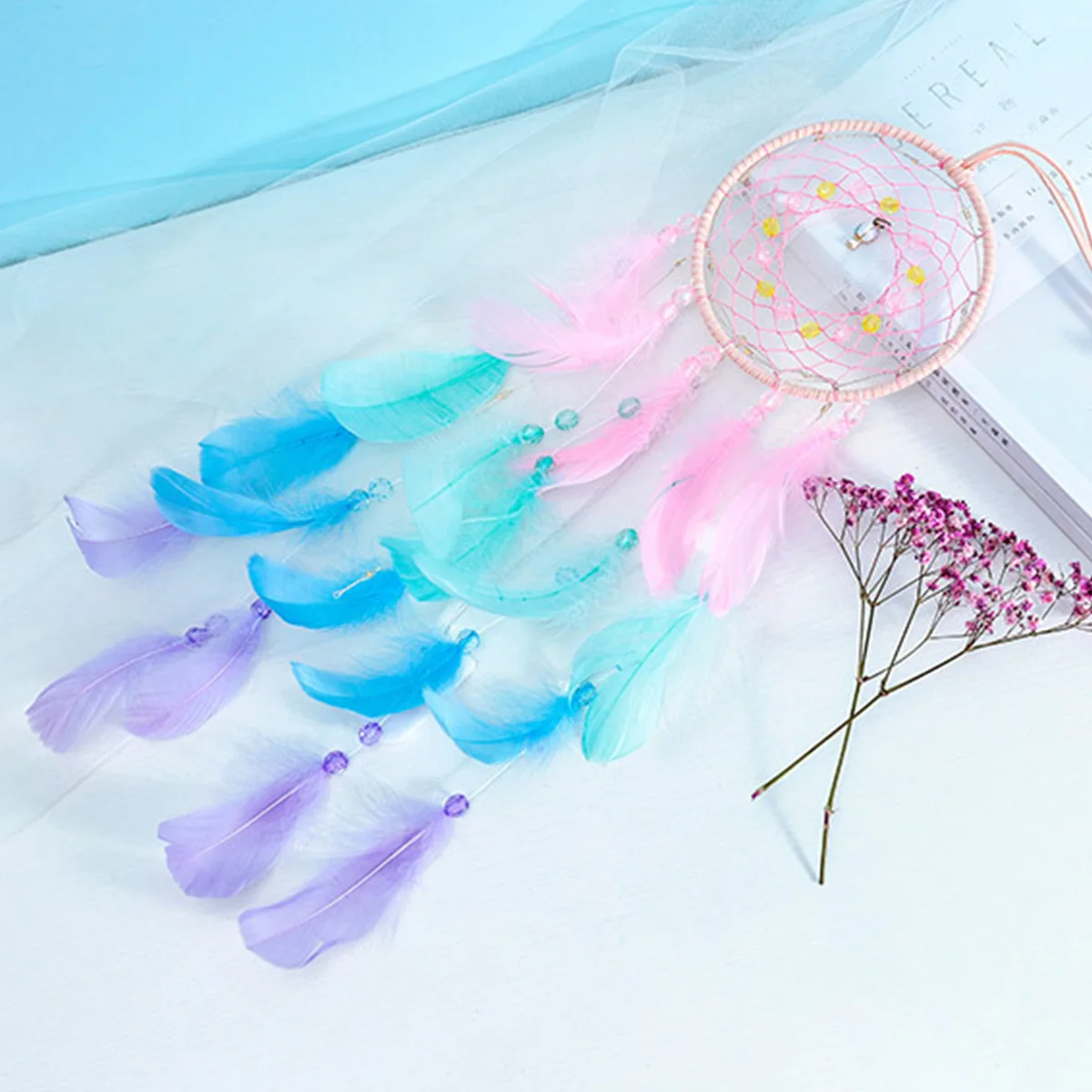 LED Light Dream Catcher True Feather Lights Up Creative Girls Practical Special Birthday Gifts Home Bedroom Hanging Decoration