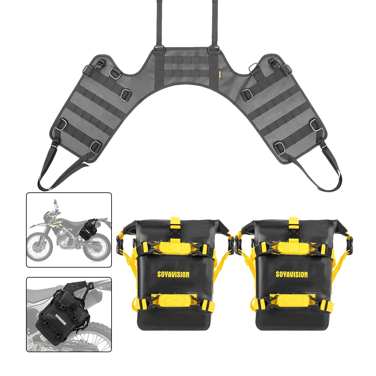 Motorcycle Side Bag And Bag Base Universal Waterproof Motocross Saddle Pannier Bag Seat Bag Install Pad Rack Tail Side Bag Parts 