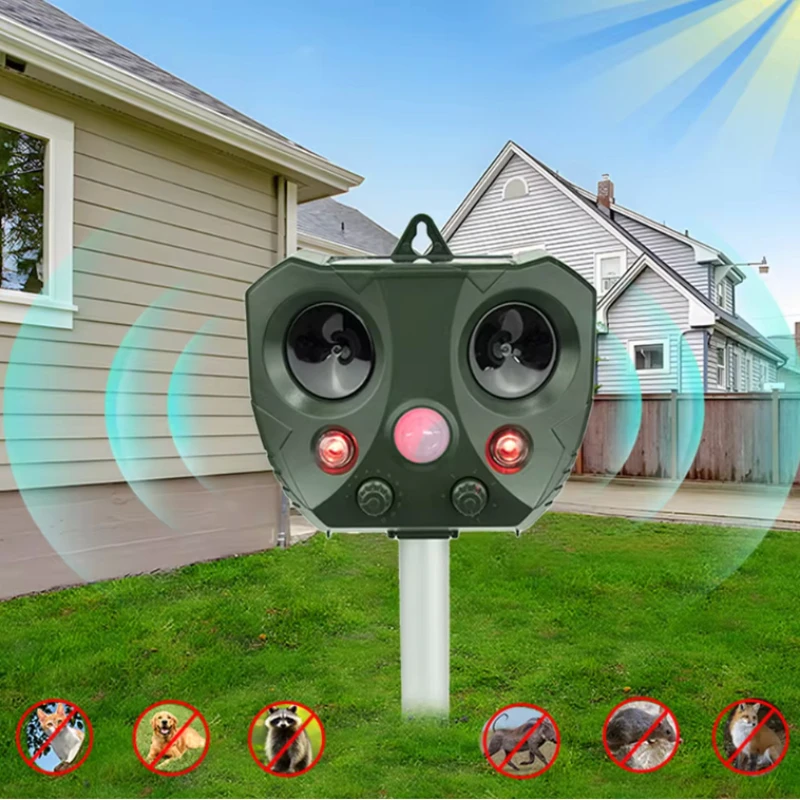 Outdoor Variable Frequency Wave Repeller,Led Flash Mouse Repeller,Solar Power and USB Charging,Suitable for Farm Garden Patio.