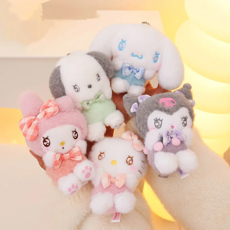 

12 см настоящие плюшевые брелки Sanrio Hello Kitty Cinnamoroll Kuromi Samll, подвеска на Рождество, день рождения, Рождество, подарки для детей