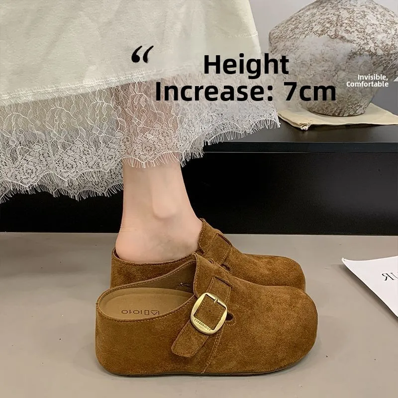 Women's Thick Bottom Slip-On Half Slippers Home Casual Wear Fall 2026 New Lazy Half Thong Sandals High Arch Support