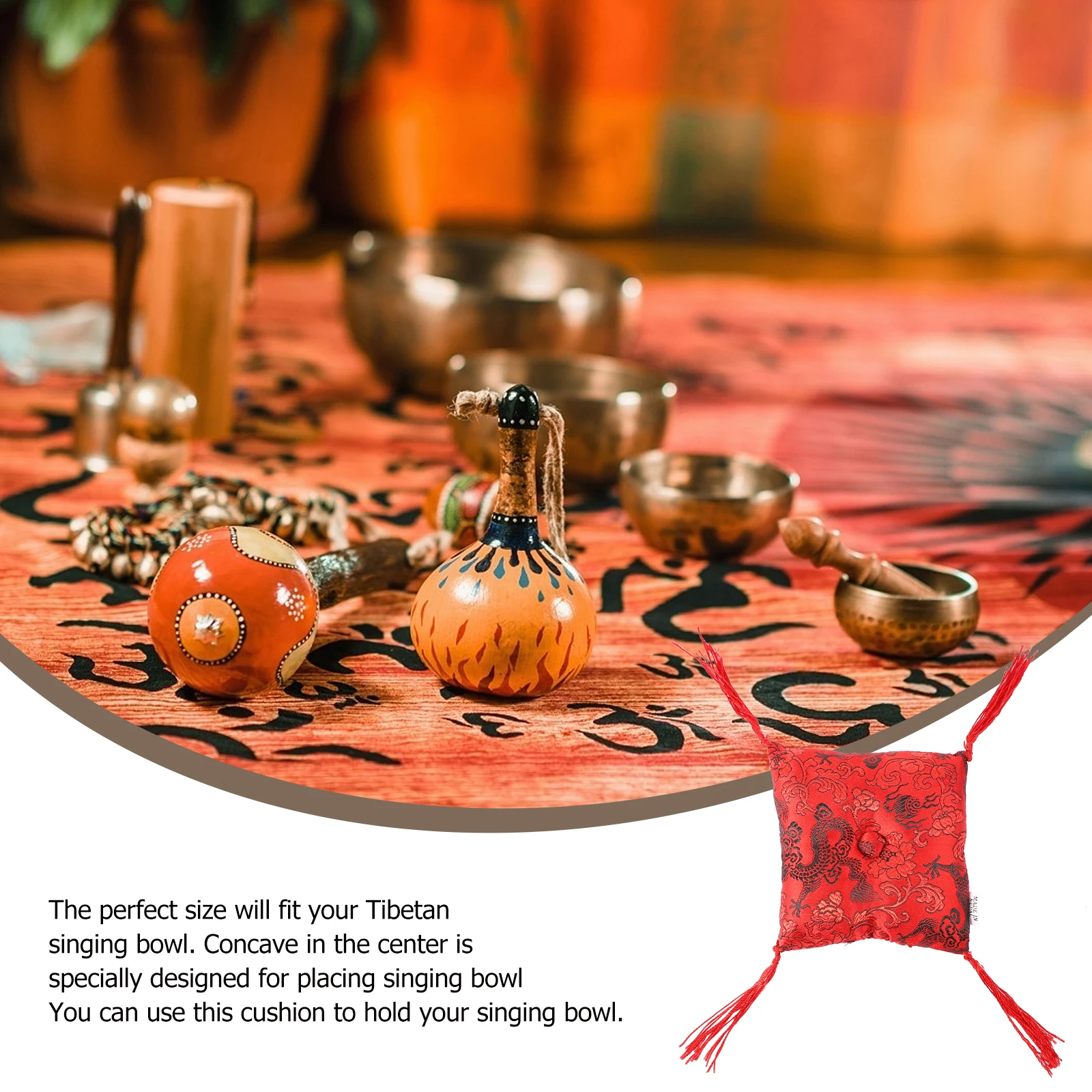 

Elegant Cloth Cushion For Tibetan Singing Bowl Mat Meditation Yoga Sound Bowl Pad Heart Harmony Long Lasting
