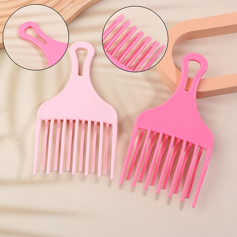 1pc Insert Afro Hair Pick Comb Wide Comb Teeth Hair Fork Brush Man Oil Head Hair Plastic Gear Comb Curly Afro Hairdressing Tools