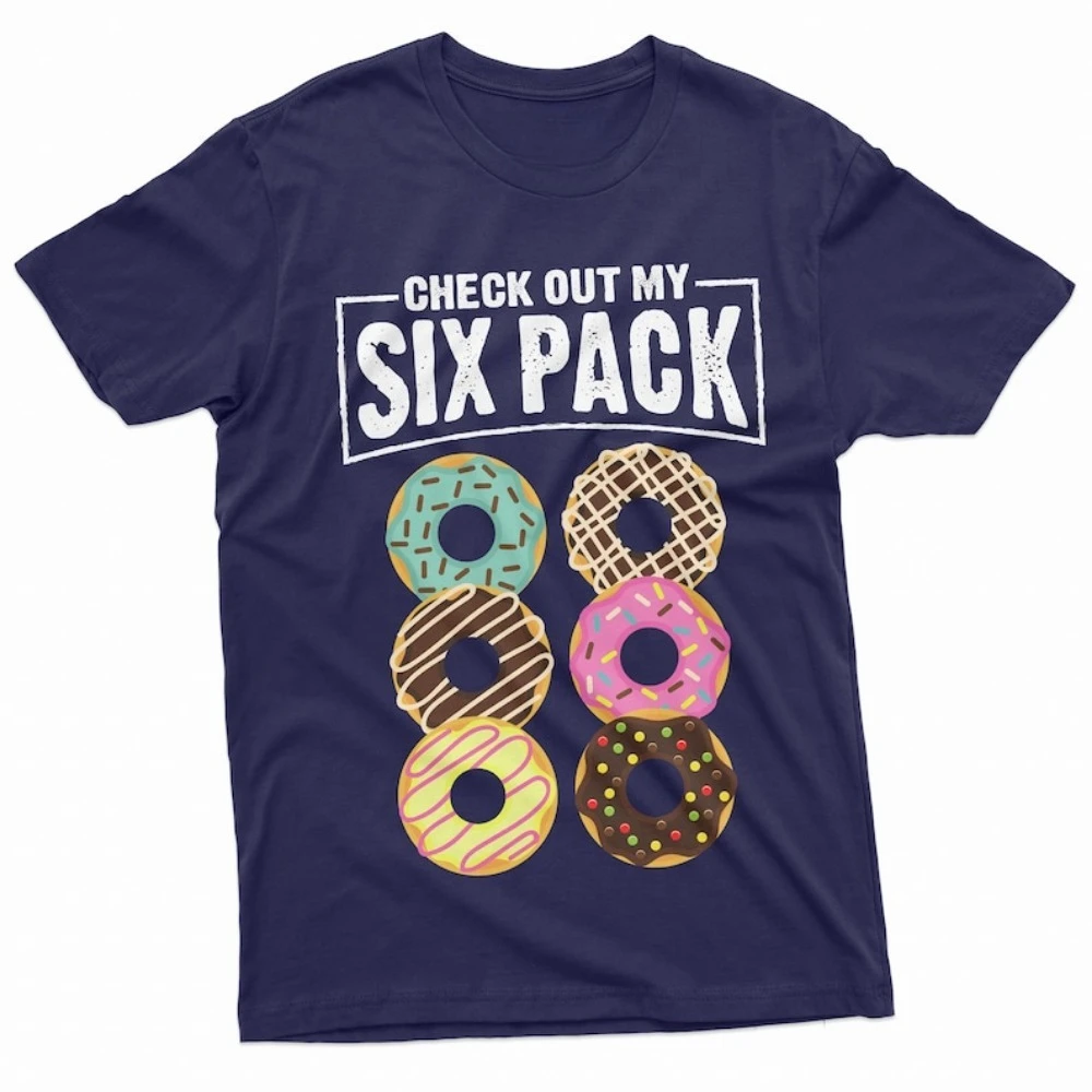 Check Out My Six Pack T-Shirt Six Pack Shirt Gym Tees Funny Gym Summer Men Cotton T-Shirt Workout Tops Donut Lover Tees