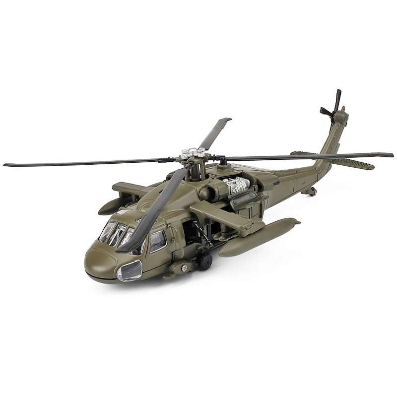 1/64 Scale Blackhawk UH-60 Alloy Helicopter Diecast Toy Model Fighter Military Flying Airplane Simulation Light Toys For Kids