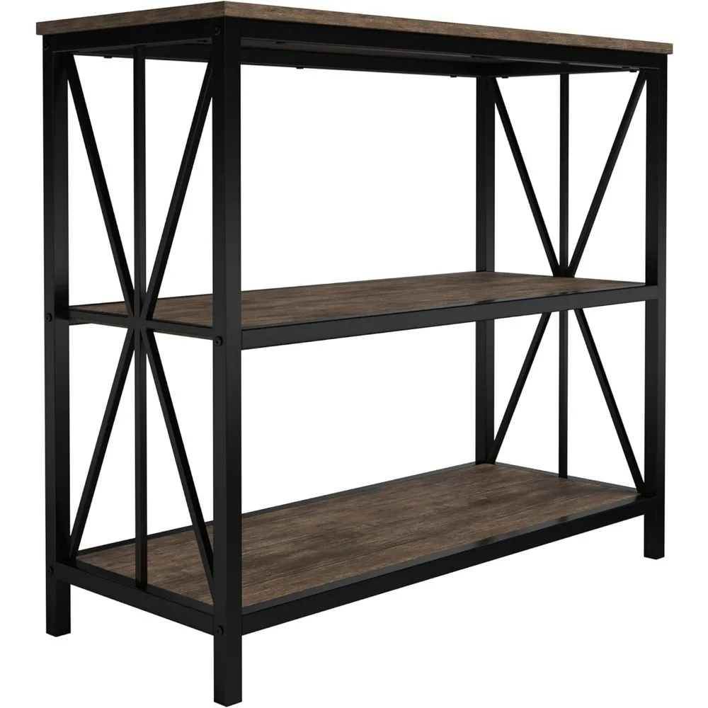 

3 Tier Industrial Bookshelf Freestanding Open Bookcase for Home or Office Organization and Storage - Book Organizer Shelf Living